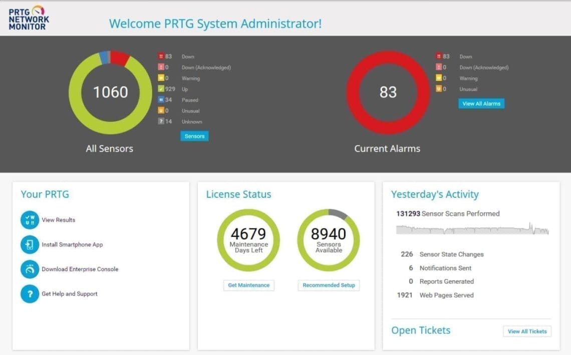 PRTG Enterprise Dashboard