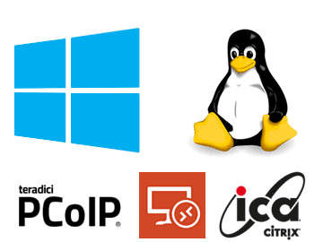 Supports Windows and Linux as a remote desktop in different configurations