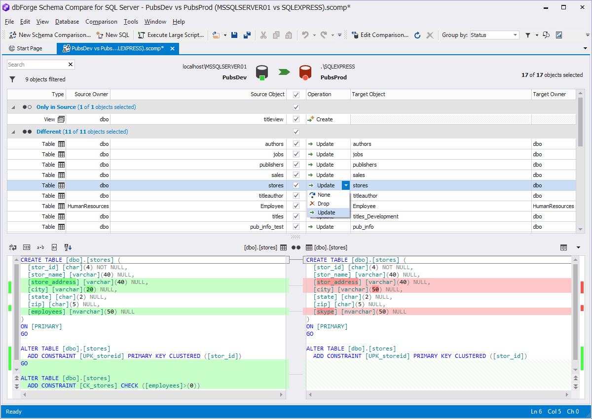 Devart Comparison Result Management