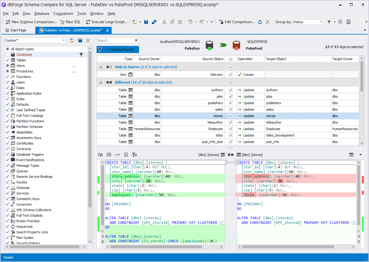 Devart Extensive Support for Schema Objects