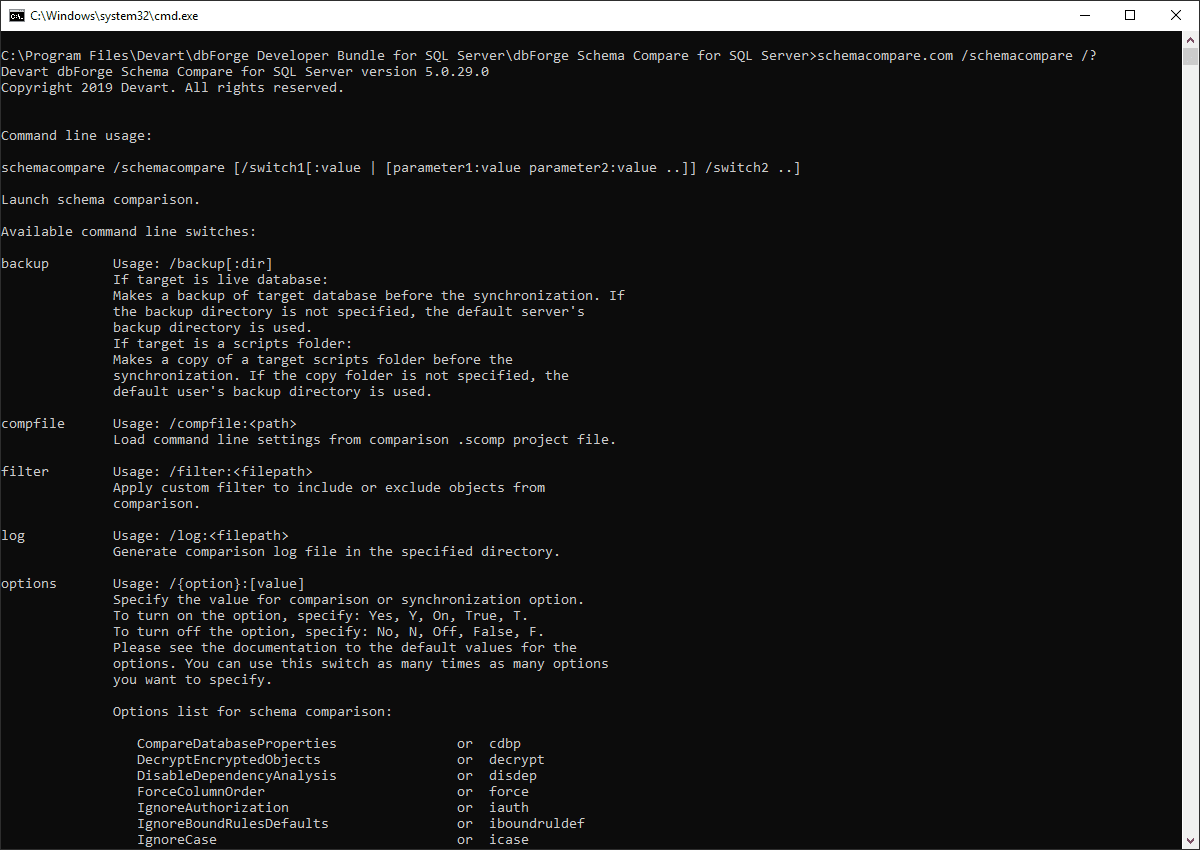 Devart Routine Task Automation command-line-interface