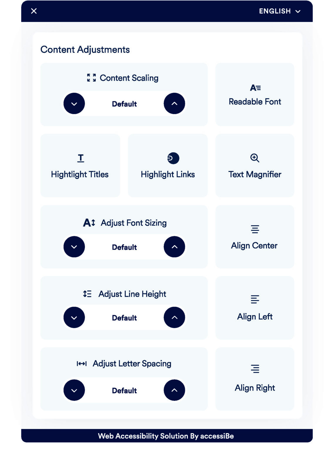 תוסף נגישות accessiBe content adjustments