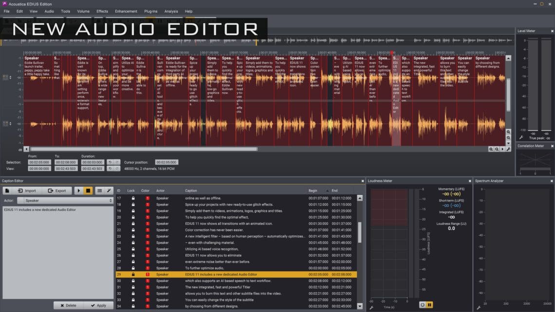 EDIUS 11 Feature - New Audio Editor